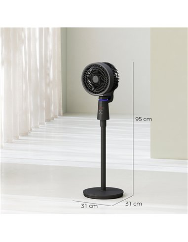 HOMCOM Pedestal Air Circulation Fan with Oscillating, Light Off, Black