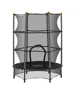 HOMCOM 4.6FT/55" Kids Trampoline with Safety Enclosure, Outdoor Indoor Use, for Ages 3-10 Years, Black