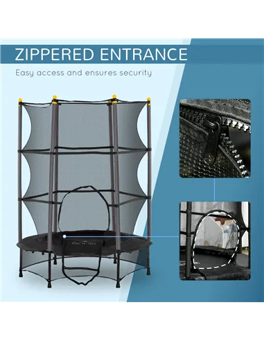 HOMCOM 4.6FT/55" Kids Trampoline with Safety Enclosure, Outdoor Indoor Use, for Ages 3-10 Years, Black