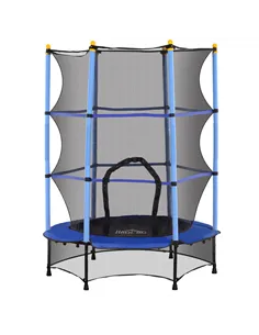 HOMCOM 4.6FT/55" Kids Trampoline with Safety Enclosure, Outdoor Indoor Use, for Ages 3-10 Years, Blue
