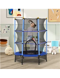 HOMCOM 4.6FT/55" Kids Trampoline with Safety Enclosure, Outdoor Indoor Use, for Ages 3-10 Years, Blue 2