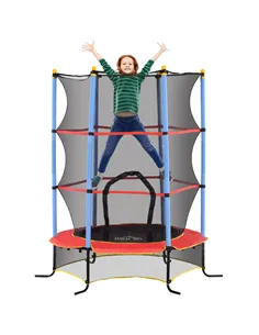 HOMCOM Kids Trampoline, with Safety Net, for Ages 3-10 Years