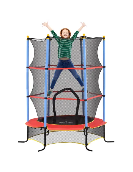 HOMCOM Kids Trampoline, with Safety Net, for Ages 3-10 Years