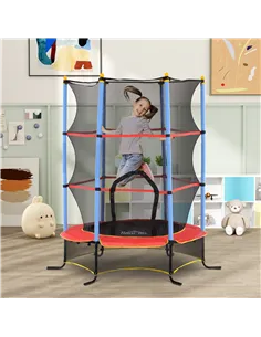 HOMCOM Kids Trampoline, with Safety Net, for Ages 3-10 Years 2