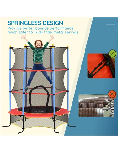 HOMCOM Kids Trampoline, with Safety Net, for Ages 3-10 Years