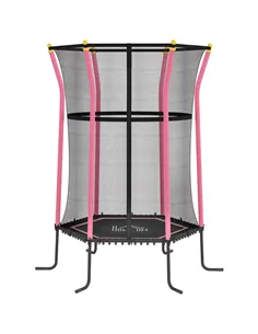 HOMCOM Kids Trampoline Mini Bouncer with Enclosure Safety Net For Ages 3-10 Years - Pink