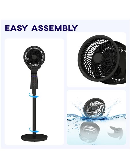 HOMCOM Pedestal Air Circulation Fan with Oscillating, Light Off, Black