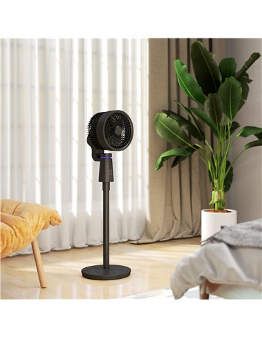 HOMCOM Pedestal Air Circulation Fan with Oscillating, Light Off, Black