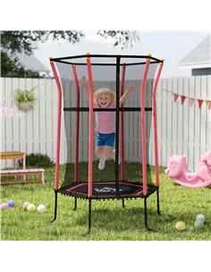 HOMCOM Kids Trampoline Mini Bouncer with Enclosure Safety Net For Ages 3-10 Years - Red 2