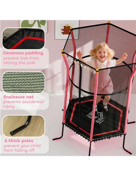 HOMCOM Kids Trampoline Mini Bouncer with Enclosure Safety Net For Ages 3-10 Years - Red