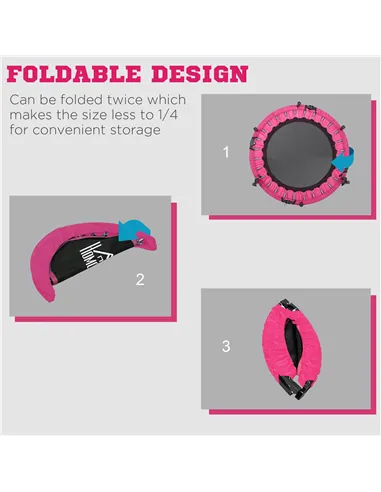 HOMCOM 40" Foldable Mini Fitness Trampoline, with Adjustable Foam Handle, Pink