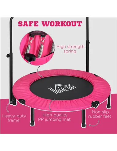 HOMCOM 40" Foldable Mini Fitness Trampoline, with Adjustable Foam Handle, Pink