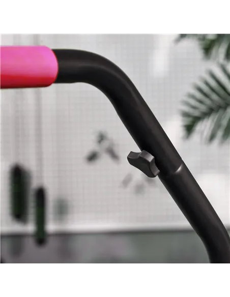 HOMCOM 40" Foldable Mini Fitness Trampoline, with Adjustable Foam Handle, Pink