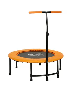 HOMCOM 40" Fitness Trampoline with Adjustable Handle, Rebounder Trampoline, Mini Jumper for Indoor Exercise Workout, Orange