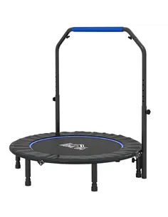 HOMCOM 45" Foldable Mini Fitness Trampoline, with Adjustable Foam Handle, Blue