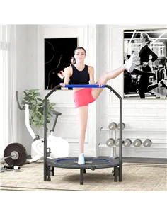 HOMCOM 45" Foldable Mini Fitness Trampoline, with Adjustable Foam Handle, Blue 2