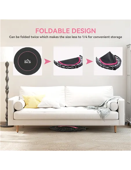 HOMCOM 48" Foldable Mini Fitness Trampoline, with Adjustable Foam Handle, Pink