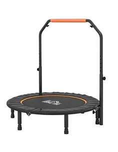HOMCOM 45" Foldable Mini Fitness Trampoline, with Adjustable Foam Handle, Orange