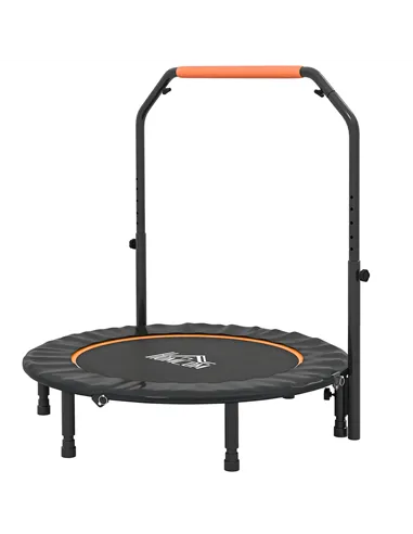 HOMCOM 45" Foldable Mini Fitness Trampoline, with Adjustable Foam Handle, Orange