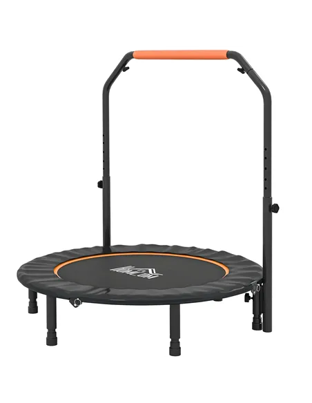 HOMCOM 45" Foldable Mini Fitness Trampoline, with Adjustable Foam Handle, Orange