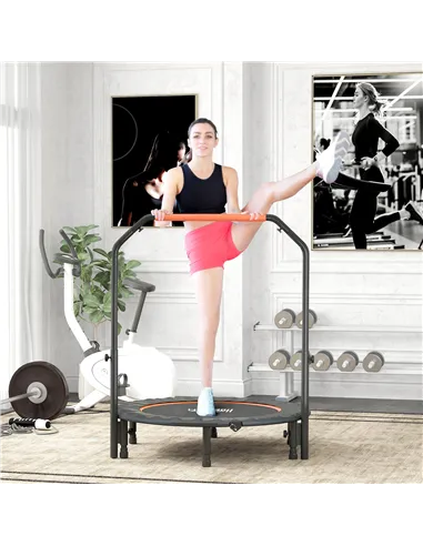 HOMCOM 45" Foldable Mini Fitness Trampoline, with Adjustable Foam Handle, Orange