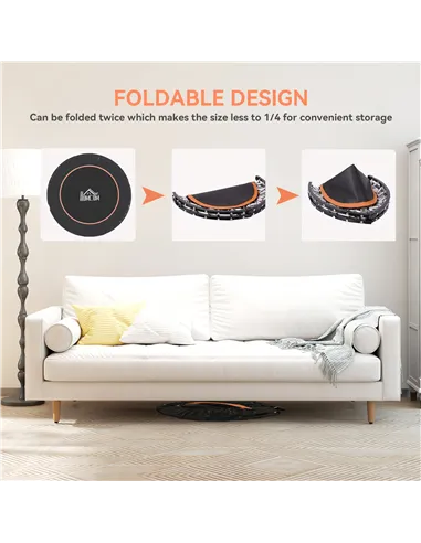 HOMCOM 45" Foldable Mini Fitness Trampoline, with Adjustable Foam Handle, Orange
