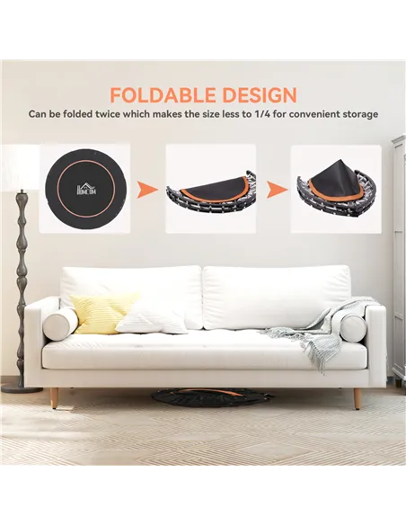HOMCOM 45" Foldable Mini Fitness Trampoline, with Adjustable Foam Handle, Orange