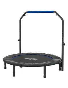 HOMCOM 48" Foldable Mini Fitness Trampoline, with Adjustable Foam Handle, Blue