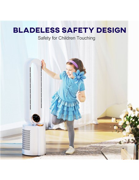 HOMCOM Multi-Mode Bladeless Tower Fan and Humidifier - White