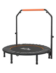 HOMCOM 48" Foldable Mini Fitness Trampoline, with Adjustable Foam Handle, Orange