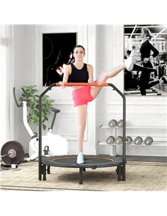 HOMCOM 48" Foldable Mini Fitness Trampoline, with Adjustable Foam Handle, Orange 2