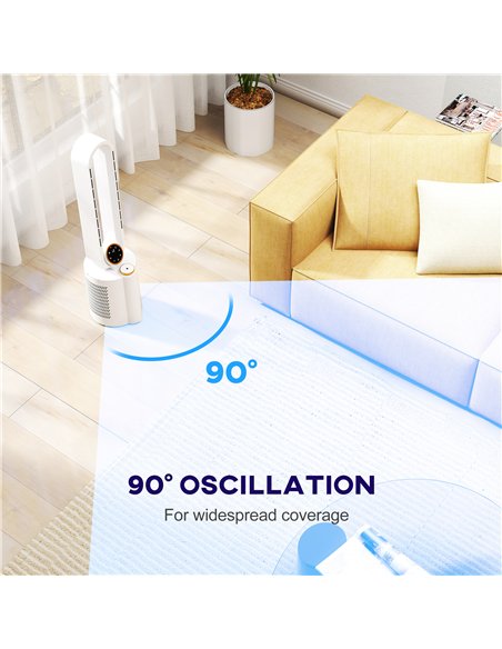 HOMCOM Multi-Mode Bladeless Tower Fan and Humidifier - White