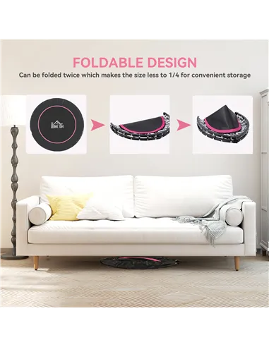 HOMCOM 45" Foldable Mini Fitness Trampoline, with Adjustable Foam Handle, Pink