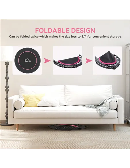 HOMCOM 45" Foldable Mini Fitness Trampoline, with Adjustable Foam Handle, Pink