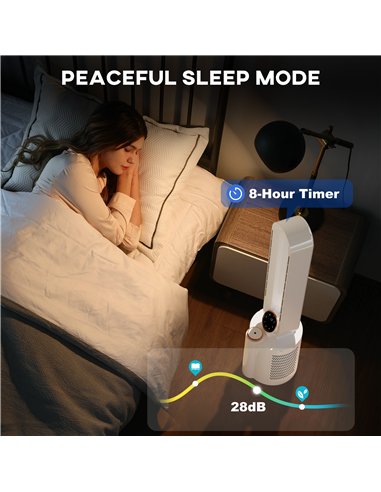 HOMCOM Multi-Mode Bladeless Tower Fan and Humidifier - White