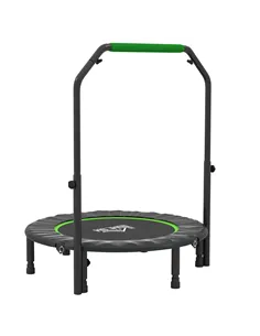 HOMCOM 40" Foldable Mini Fitness Trampoline, with Adjustable Foam Handle, Green