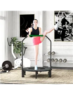 HOMCOM 40" Foldable Mini Fitness Trampoline, with Adjustable Foam Handle, Green 2