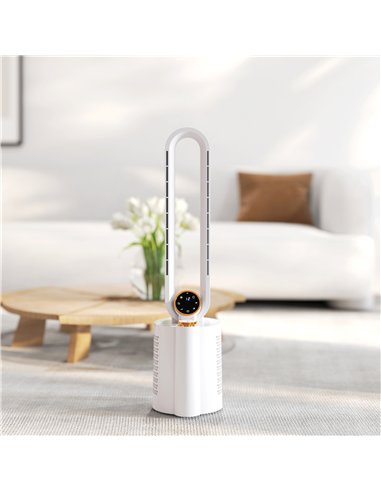 HOMCOM Multi-Mode Bladeless Tower Fan and Humidifier - White