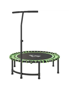 HOMCOM Mini Round Steel Frame Trampoline w/ Adjustable Handle, Green