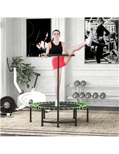HOMCOM Mini Round Steel Frame Trampoline w/ Adjustable Handle, Green 2