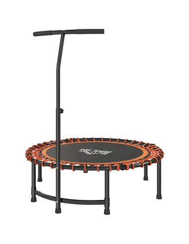 HOMCOM Mini Round Steel Frame Trampoline w/ Adjustable Handle, Orange