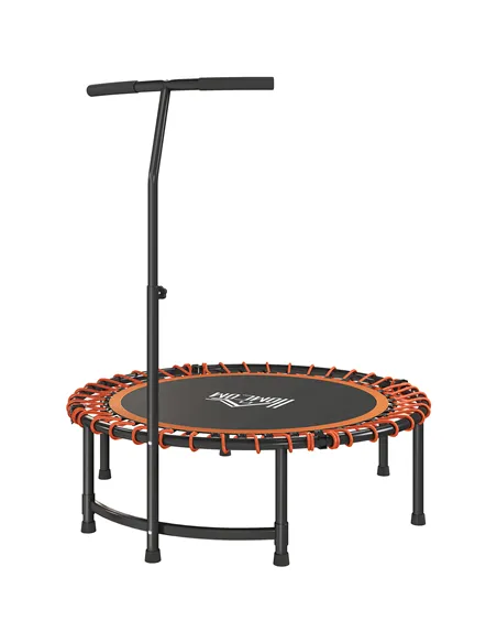 HOMCOM Mini Round Steel Frame Trampoline w/ Adjustable Handle, Orange