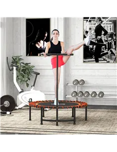HOMCOM Mini Round Steel Frame Trampoline w/ Adjustable Handle, Orange 2