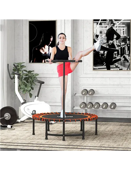 HOMCOM Mini Round Steel Frame Trampoline w/ Adjustable Handle, Orange