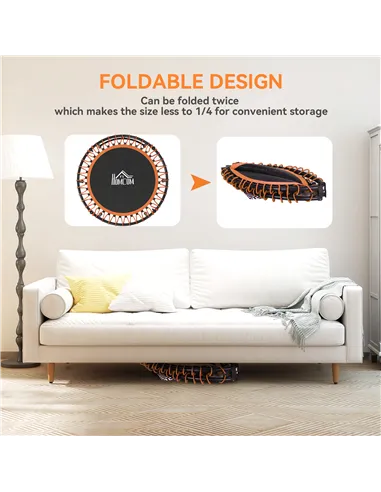 HOMCOM Mini Round Steel Frame Trampoline w/ Adjustable Handle, Orange