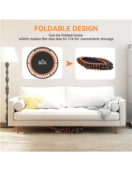 HOMCOM Mini Round Steel Frame Trampoline w/ Adjustable Handle, Orange