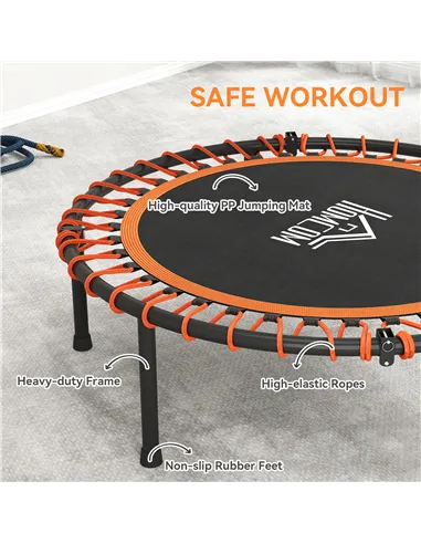 HOMCOM Mini Round Steel Frame Trampoline w/ Adjustable Handle, Orange