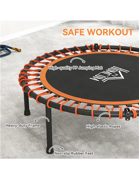 HOMCOM Mini Round Steel Frame Trampoline w/ Adjustable Handle, Orange