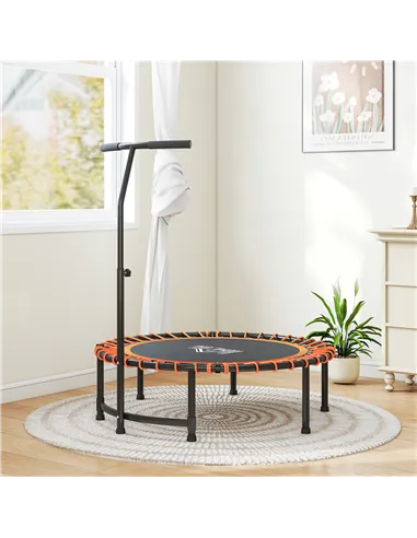 HOMCOM Mini Round Steel Frame Trampoline w/ Adjustable Handle, Orange