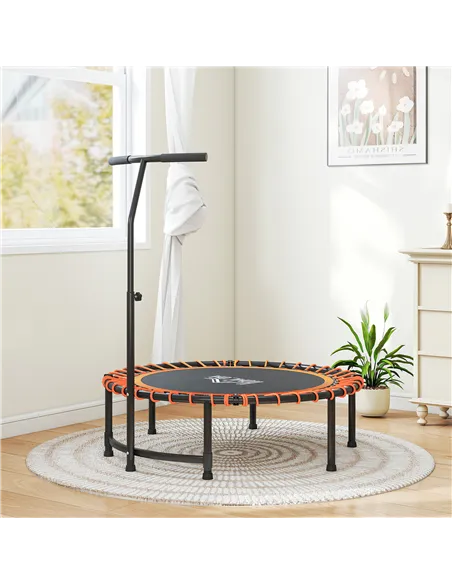 HOMCOM Mini Round Steel Frame Trampoline w/ Adjustable Handle, Orange